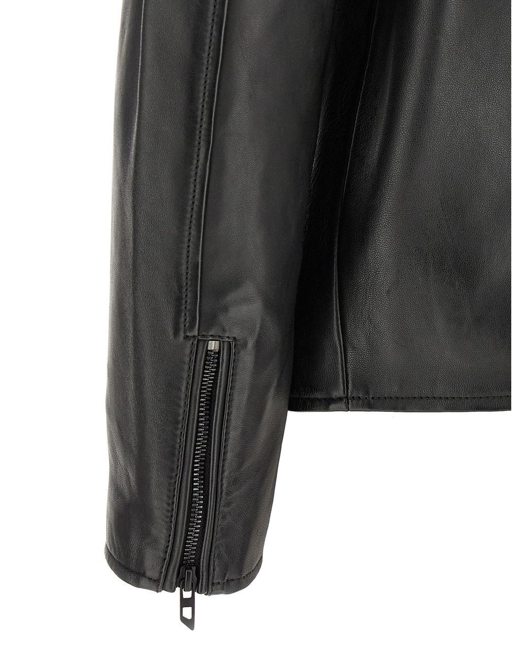 DIESEL Black Lamb Leather Jacket Clothing for men