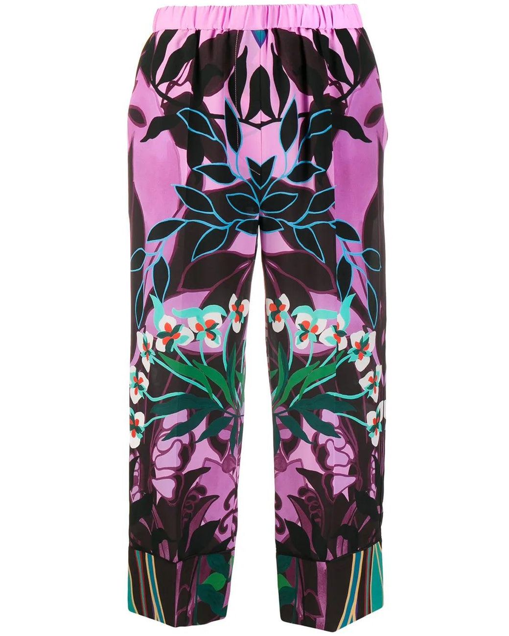 Valentino Pink Mirrored Orchid Print Culottes Clothing