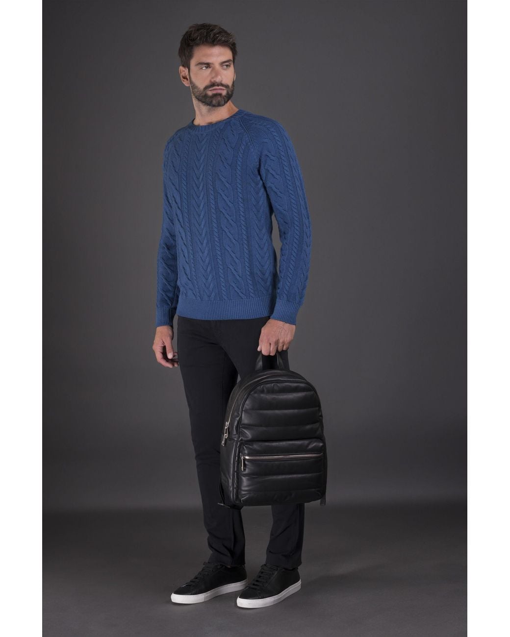 Moorer Blue Cable Knit Sweater Clothing for men