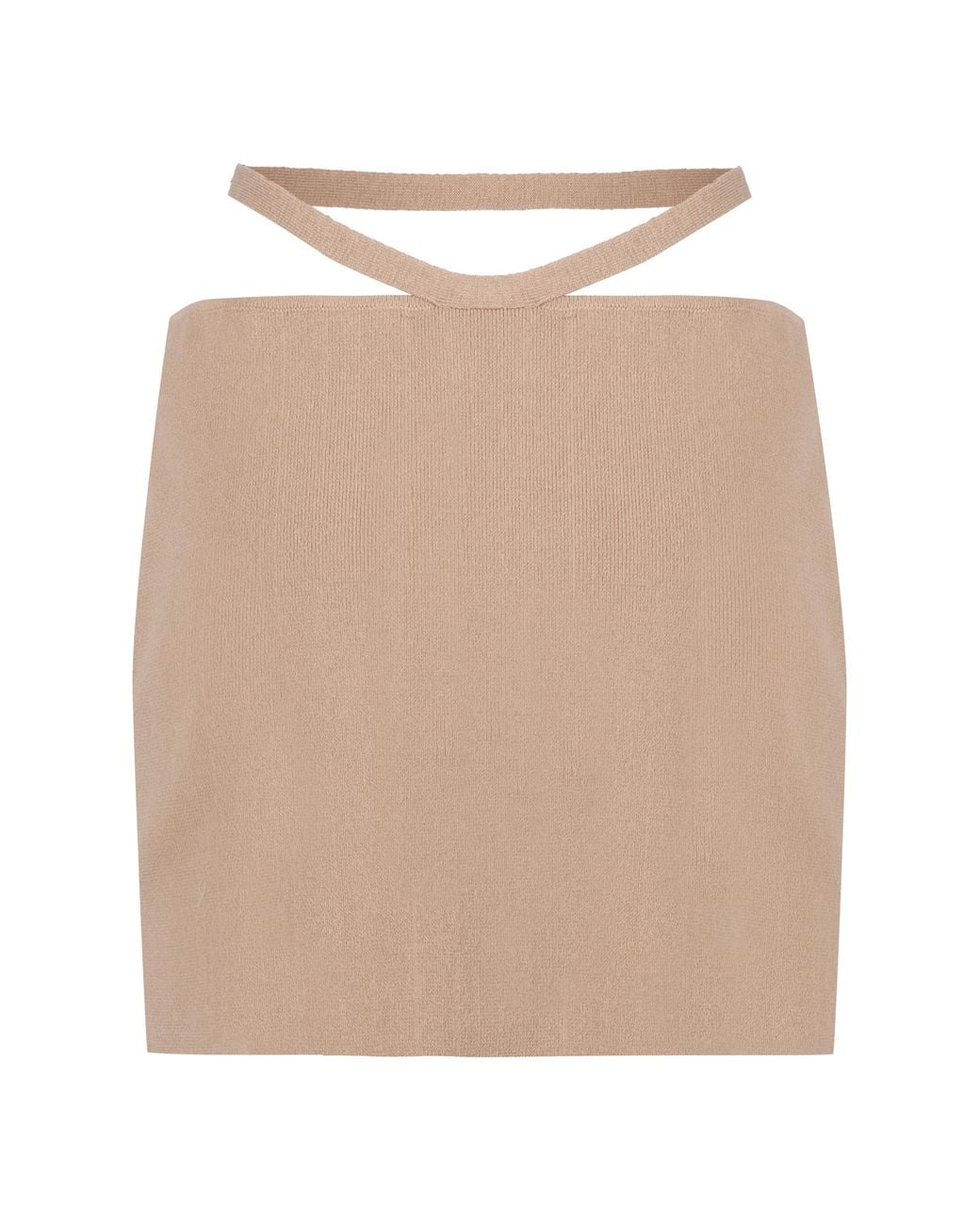 ANDREADAMO Natural Knitted Cut-Out Mini Skirt Viscose