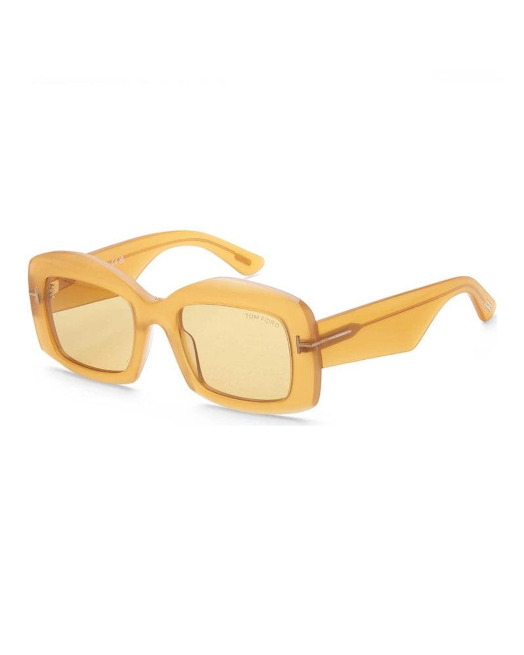 Tom Ford Metallic Sunglasses Rectangle Full Rim, Shiny Frame And Lens Ft121839E