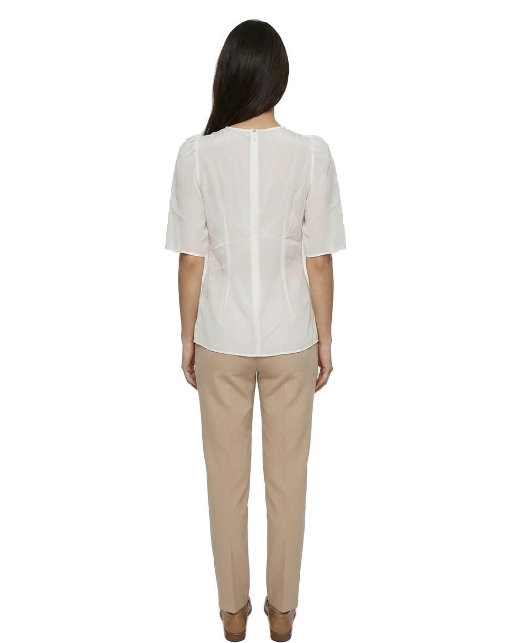 Dolce & Gabbana White Dolce & Gabbana Silk Embroidered Blouse