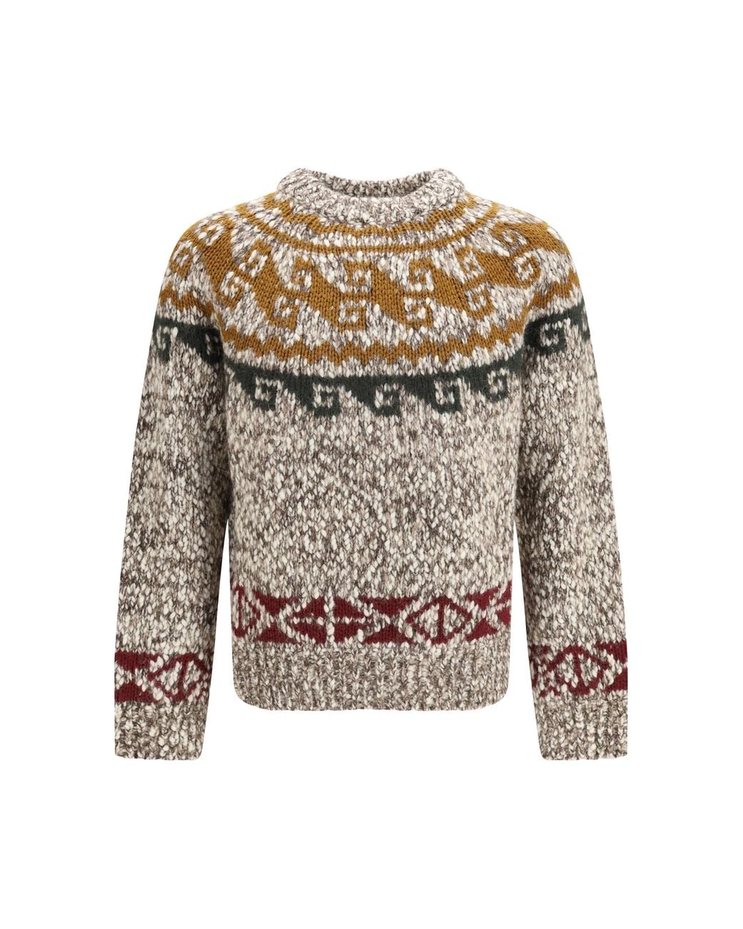 Moncler White Geometric Jacquard Wool-Blend Sweater for men