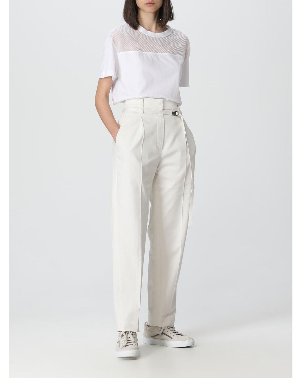 Brunello Cucinelli White Off Tapered Cotton Trousers