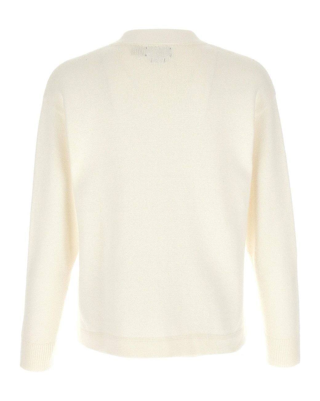Polo Ralph Lauren White Logo Intarsia Cardigan