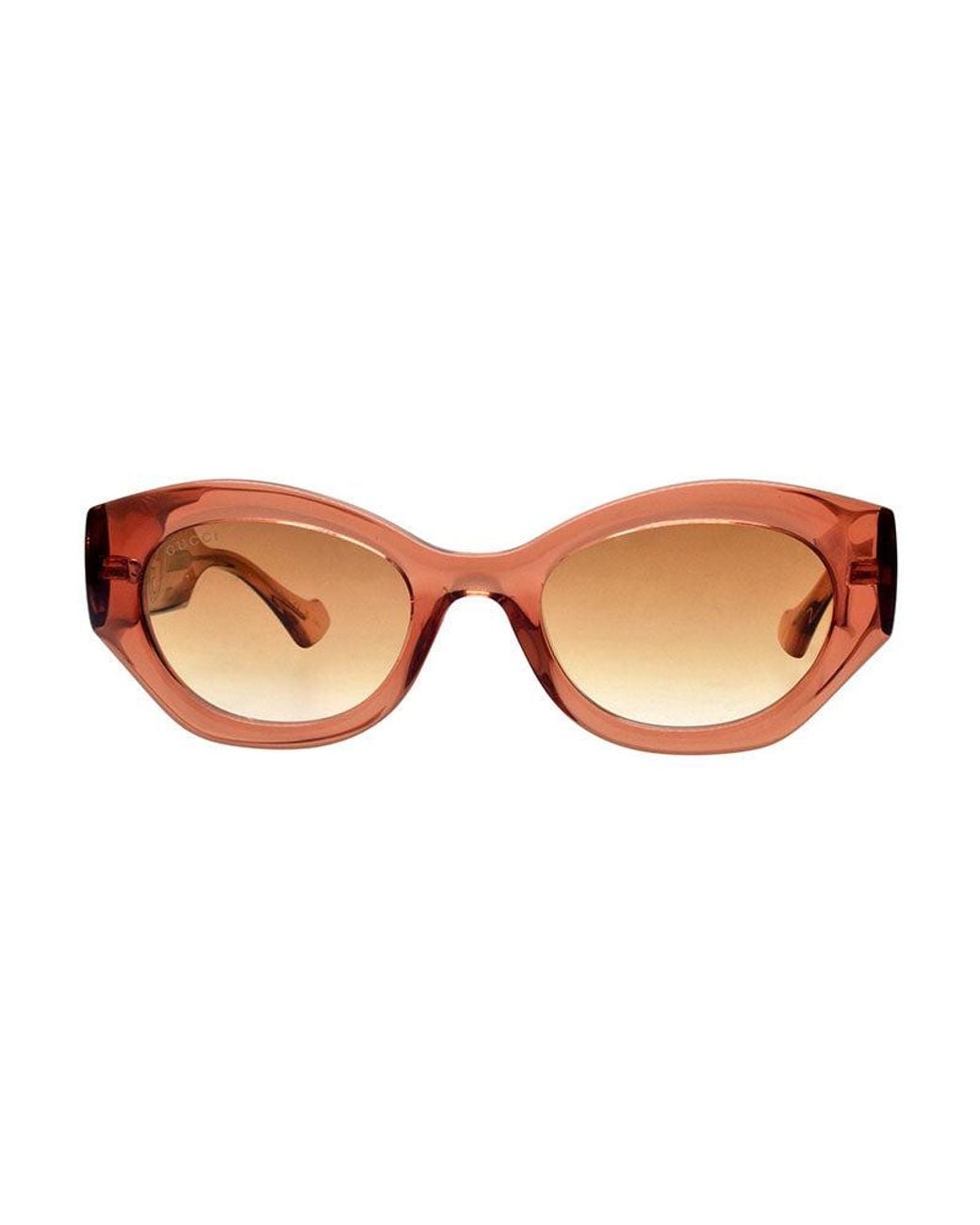 Gucci Brown Sunglasses Oval Full Rim, Transparent Amber Frame And To Light Gradient Lens Gg1553S004