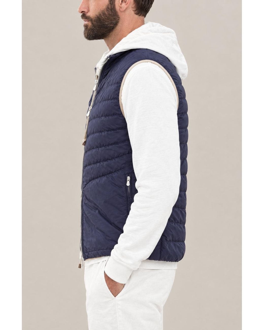 Brunello Cucinelli Blue Midnight Quilted Jacket Clothing for men