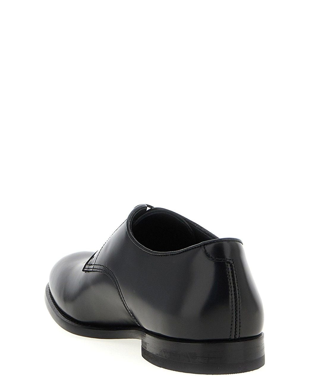Doucal's Black Brushed Calf Leather Oxford for men