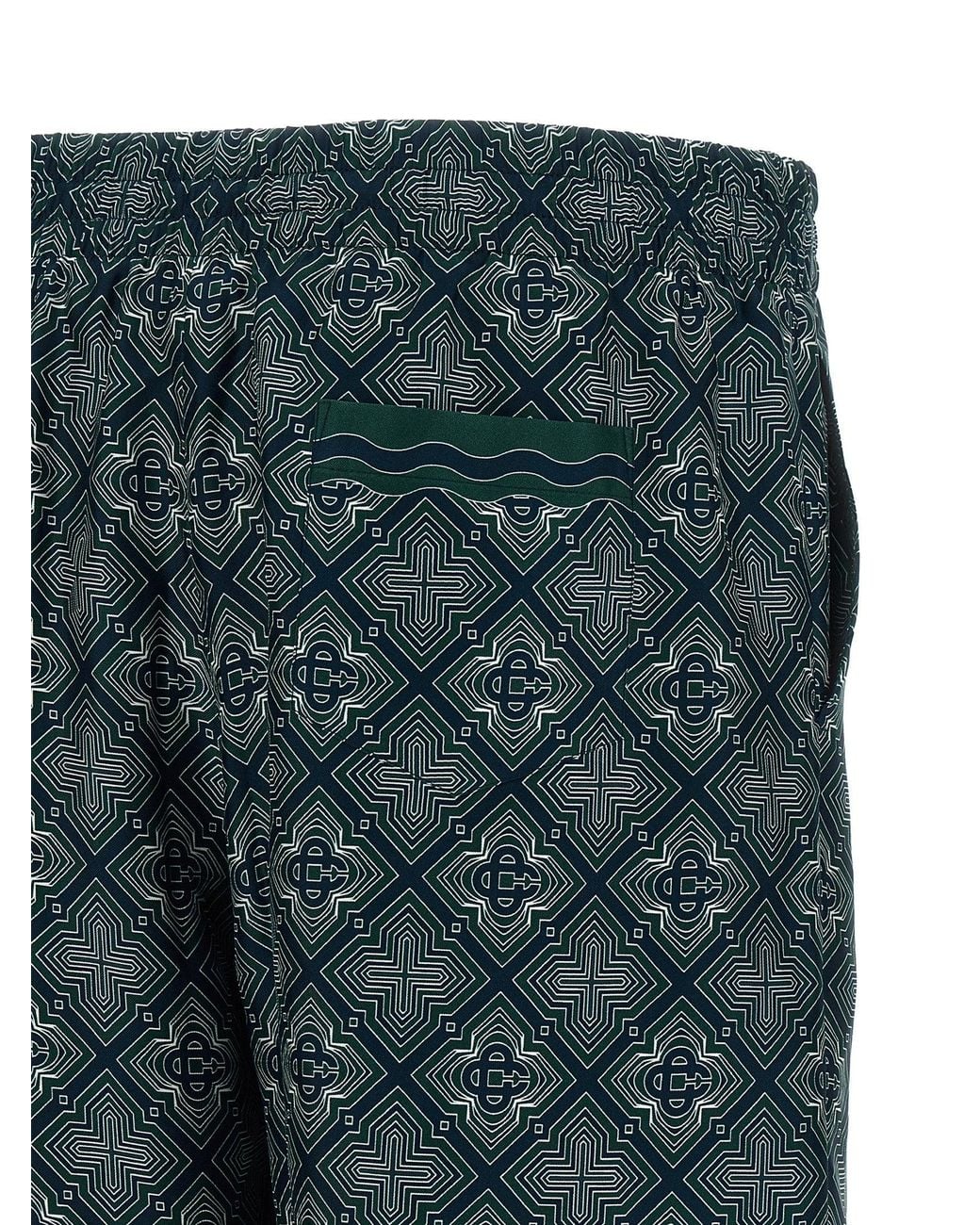 Casablanca Green Radiating Monogram Silk Twill Bermuda Shorts for men