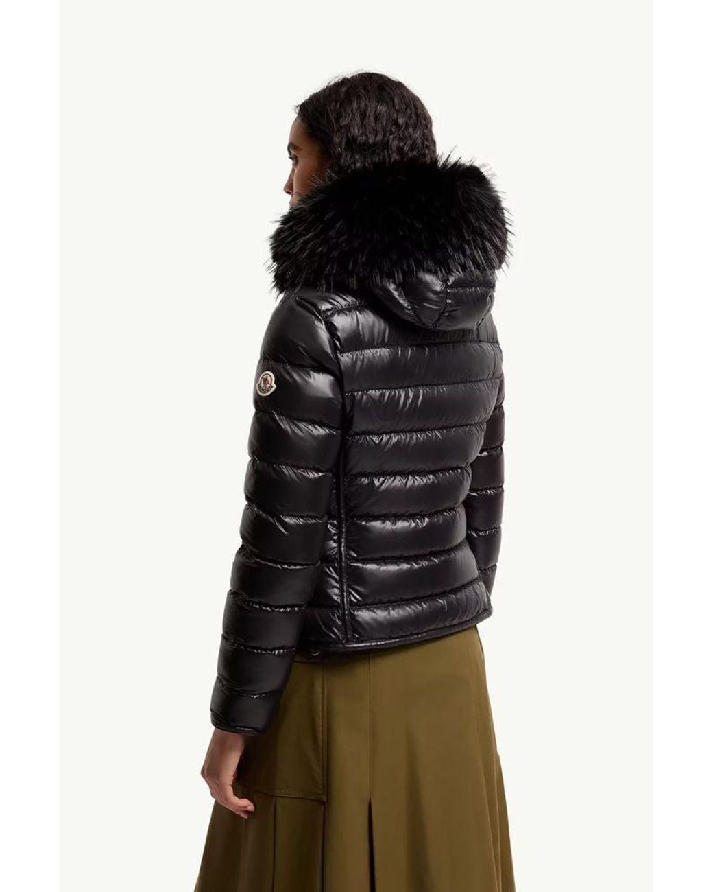 Moncler Black Moncler Quilted Down With Fur-Trim Hood Down Jacket
