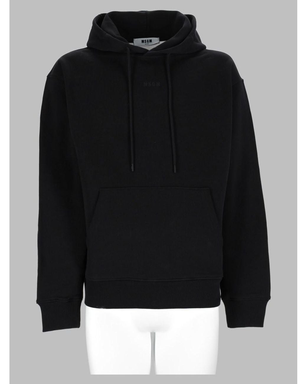 MSGM Black Logo Print Sweatshirt Cotton Sweater for men