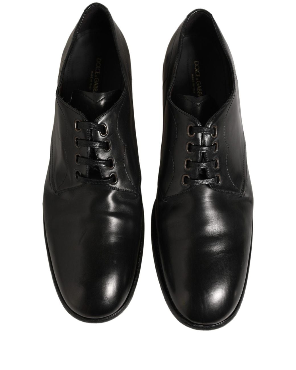 Dolce & Gabbana Black Calfskin Leather Derby Dress Shoes Calf for men