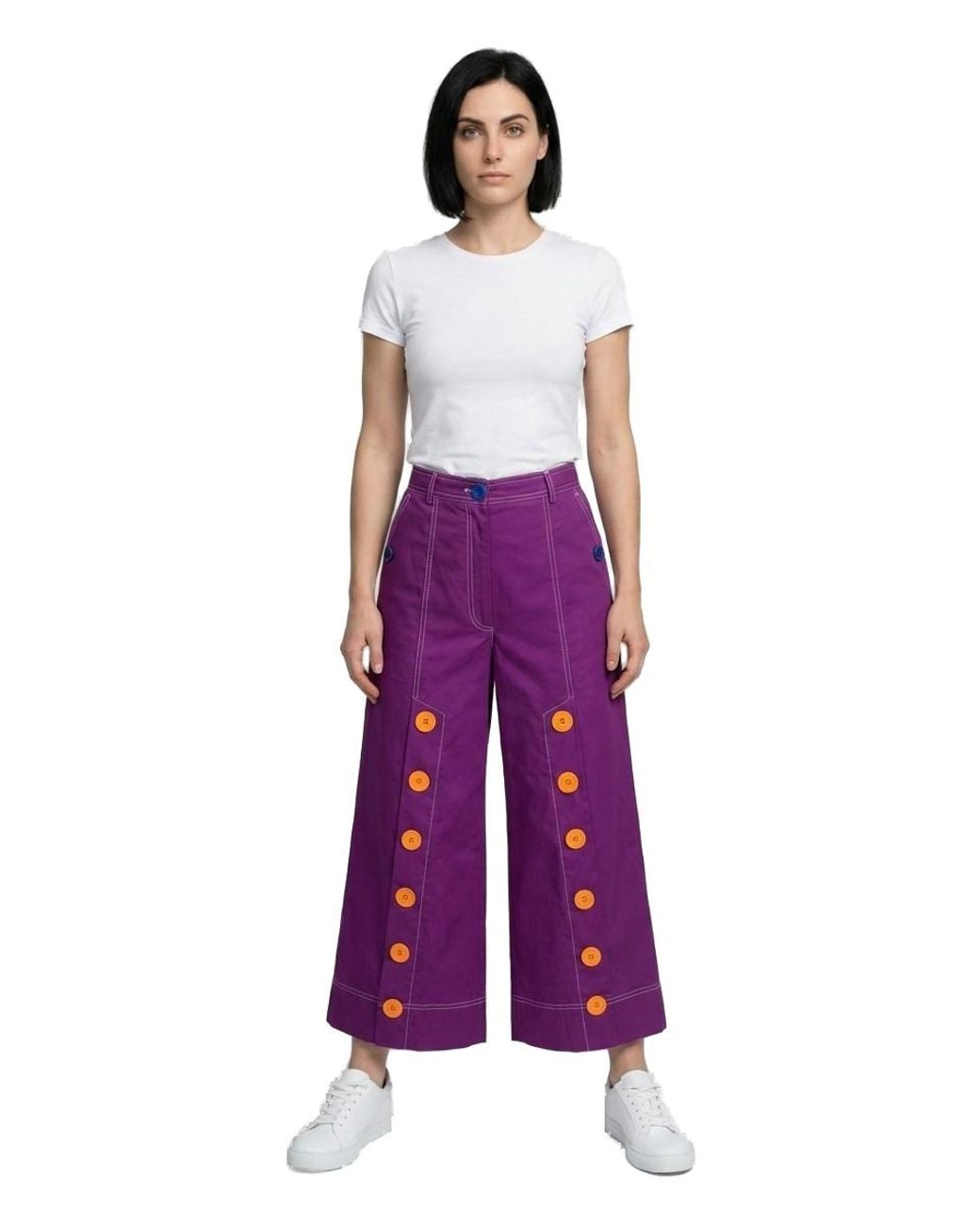 Dolce & Gabbana Purple Dolce & Gabbana Cotton Button-Detail Cargo Pants