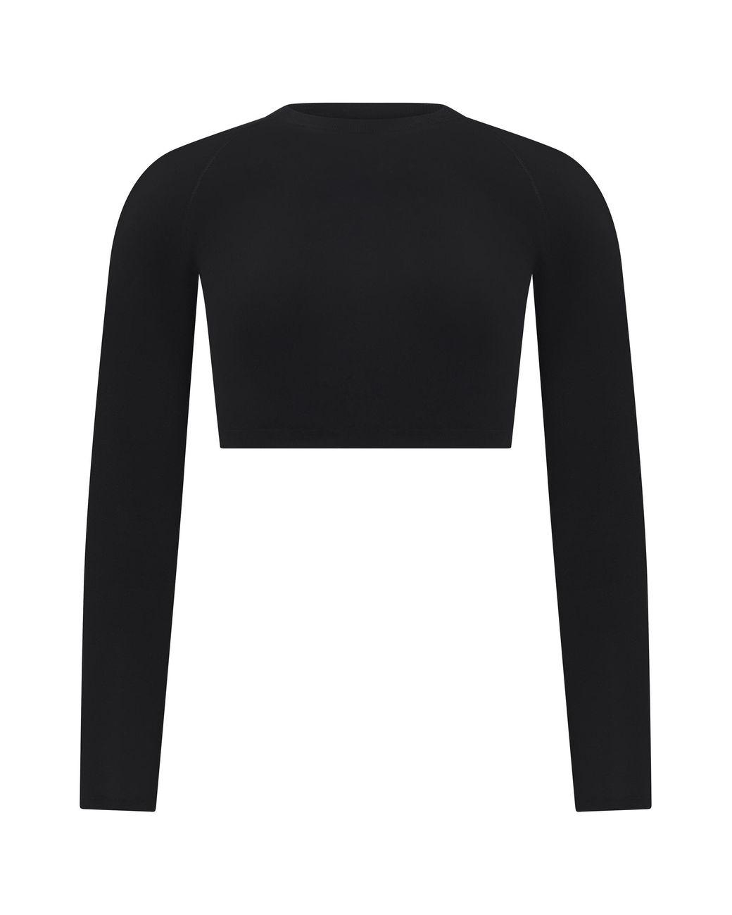 Alaïa Black Cropped Long-Sleeve Top Polyester Tops