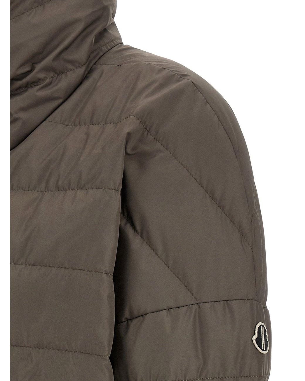 Rick Owens Gray Cropped Quilted Goose Down Down Jacket