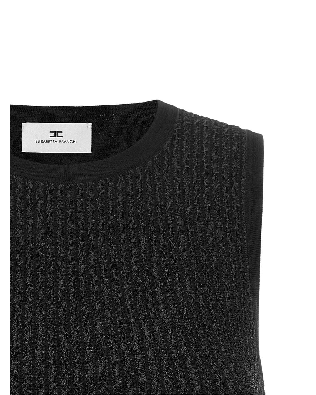 Elisabetta Franchi Black Ribbed Knit Tank Top