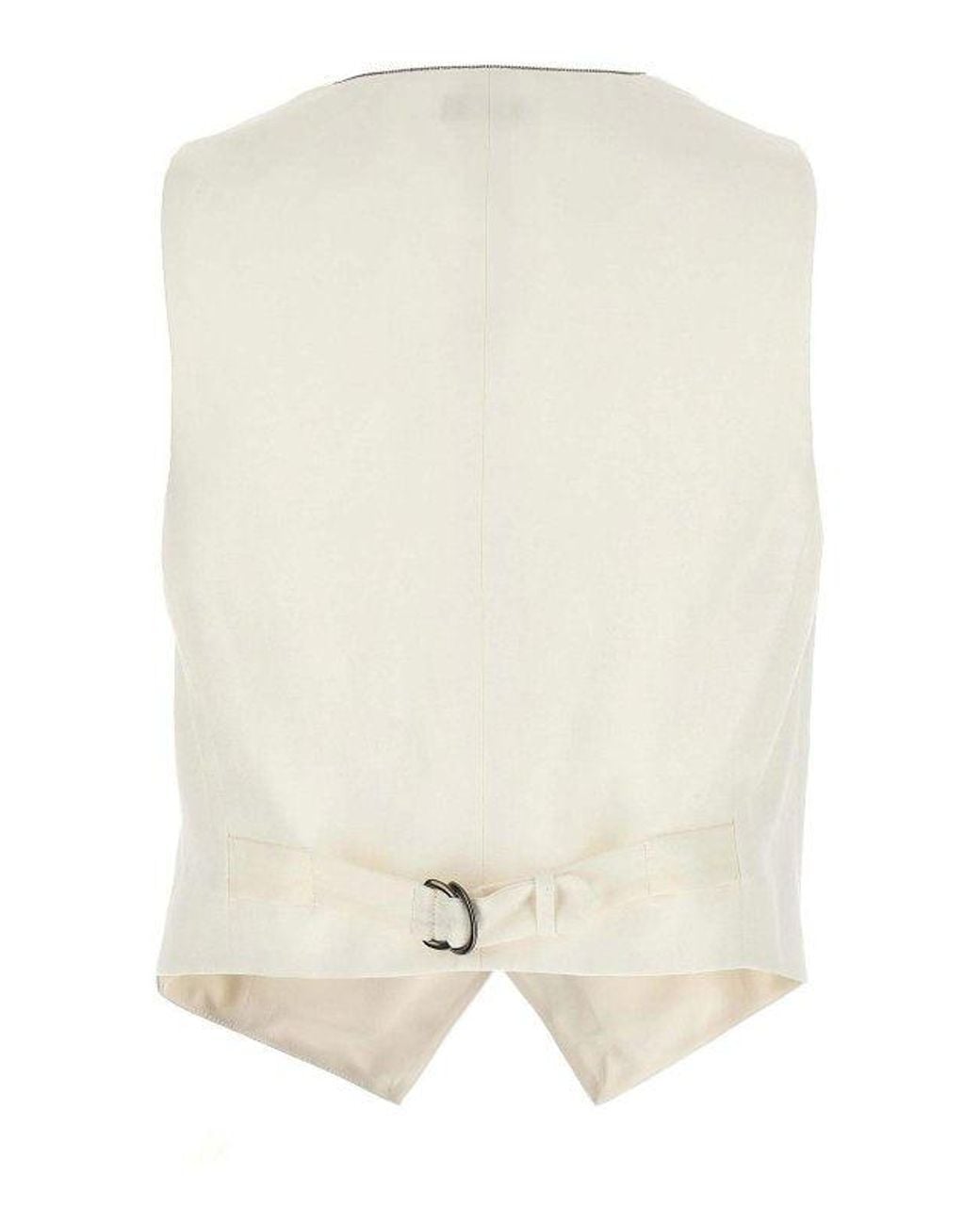Brunello Cucinelli Natural Off Linen Blend Vest