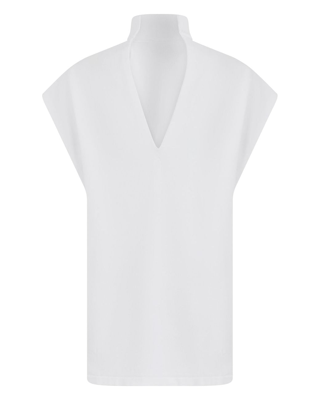 Alaïa White Sleeveless Sweater, High Collar, Cotton