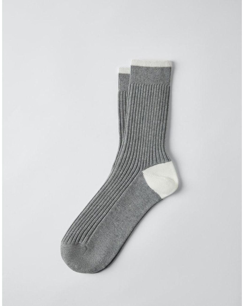Brunello Cucinelli Gray Ribbed Socks for men