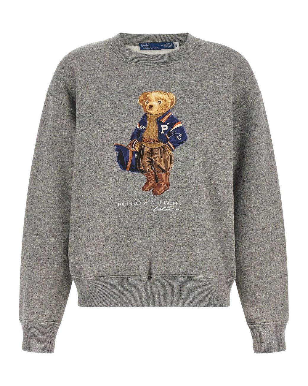 Polo Ralph Lauren Gray Polo Bear Logo Print Sweatshirt