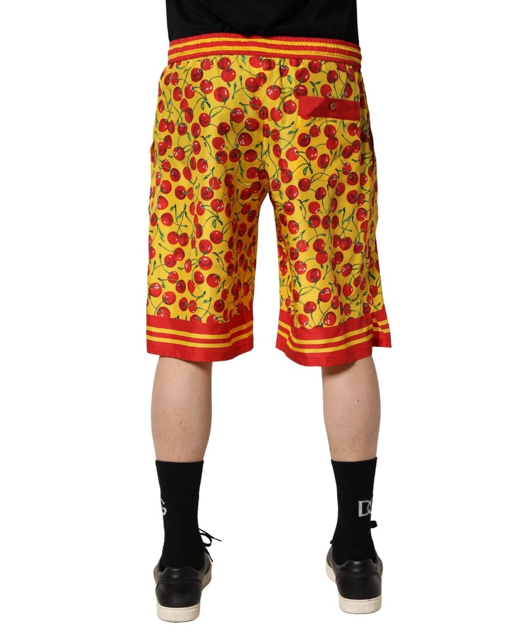 Dolce & Gabbana Orange Cherry Print Silk Bermuda Shorts for men