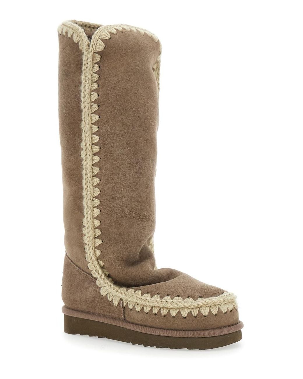 Mou Natural Eskimo Boots With Braided Effect And Logo Patch On The Rear