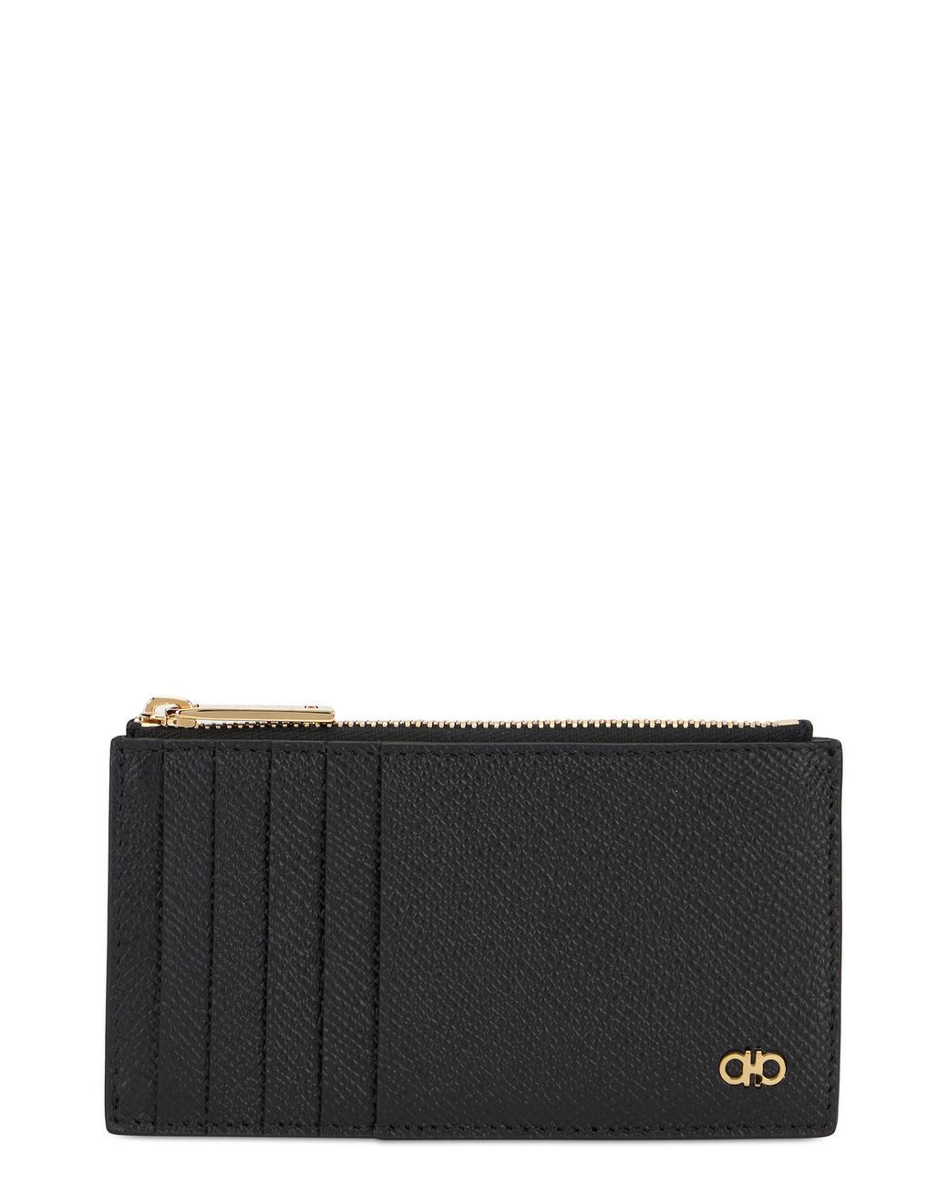 Ferragamo Black Card Holder Gancini Calfskin Wallets & Cardholders for men