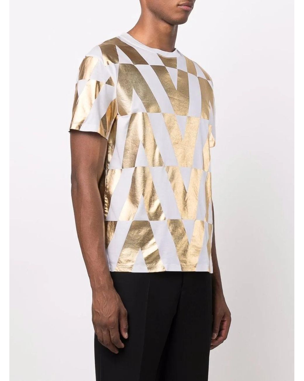 Valentino Metallic Logo Print Cotton T-Shirt for men