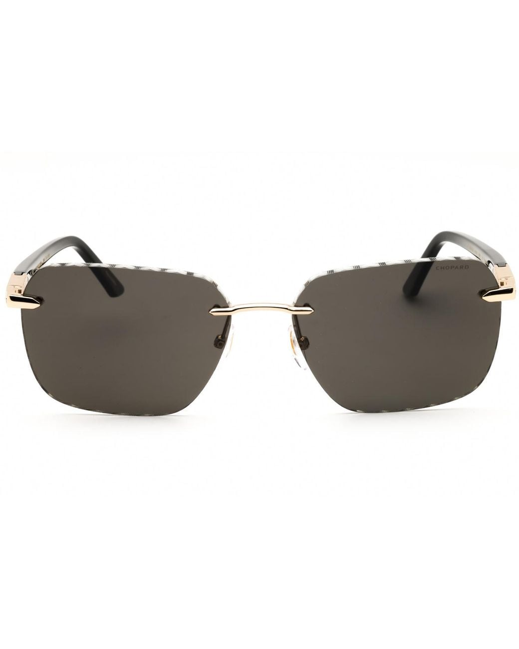 Chopard Black Chopard Schg62 Polarized Rectangular Metal Sunglasses