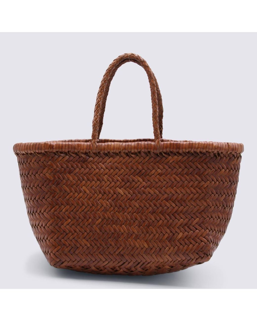 Dragon Diffusion Tan Leather Bamboo Triple Jump Small Tote Bag in Brown ...