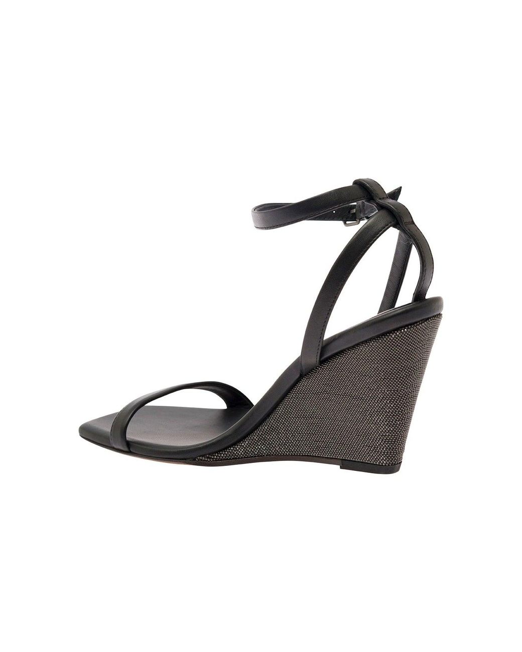 Brunello Cucinelli White Leather Wedge Sandals