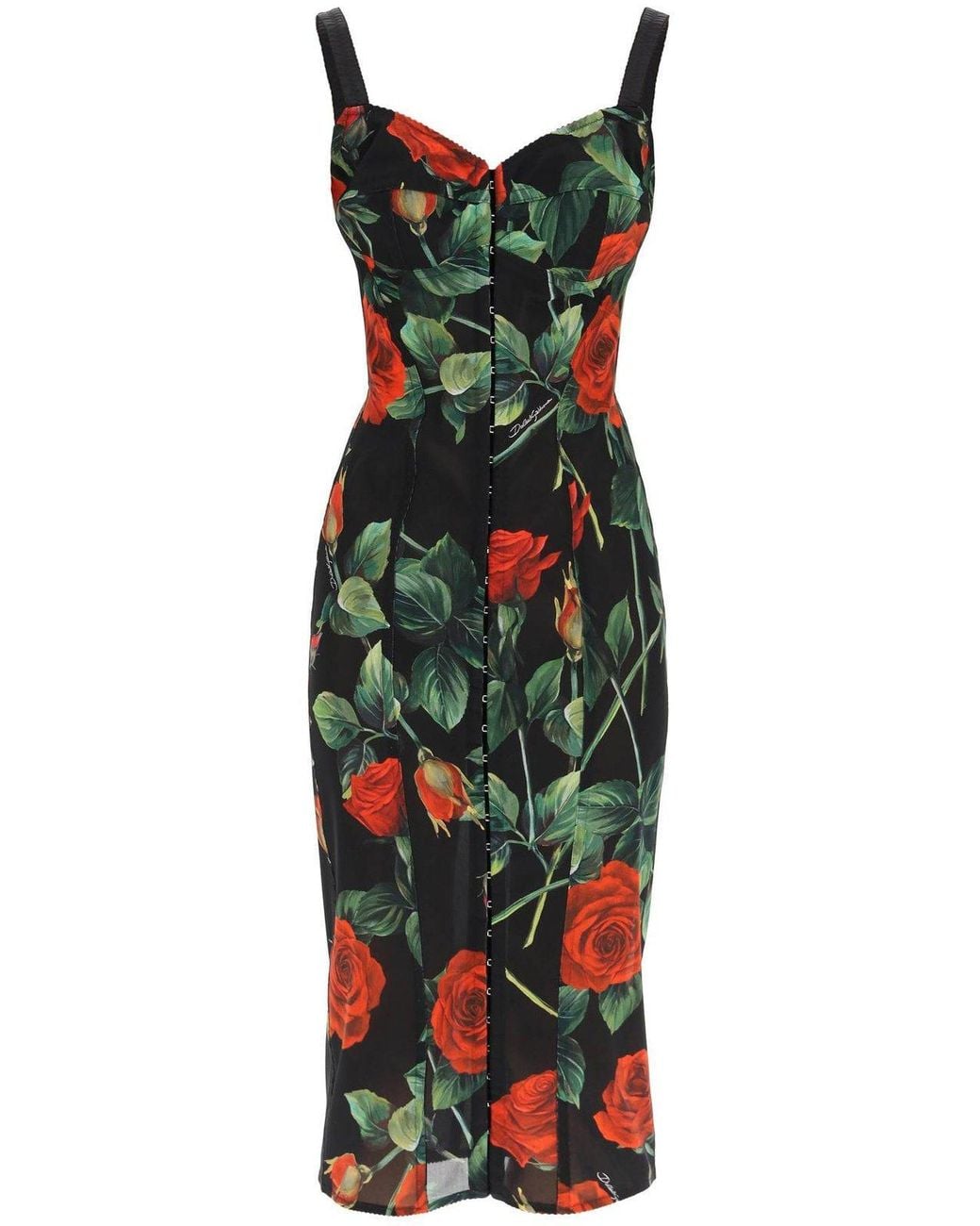 open lace back dress BCBGMAXAZRIA Girls Digital Print Rose Dress in Black main image 0