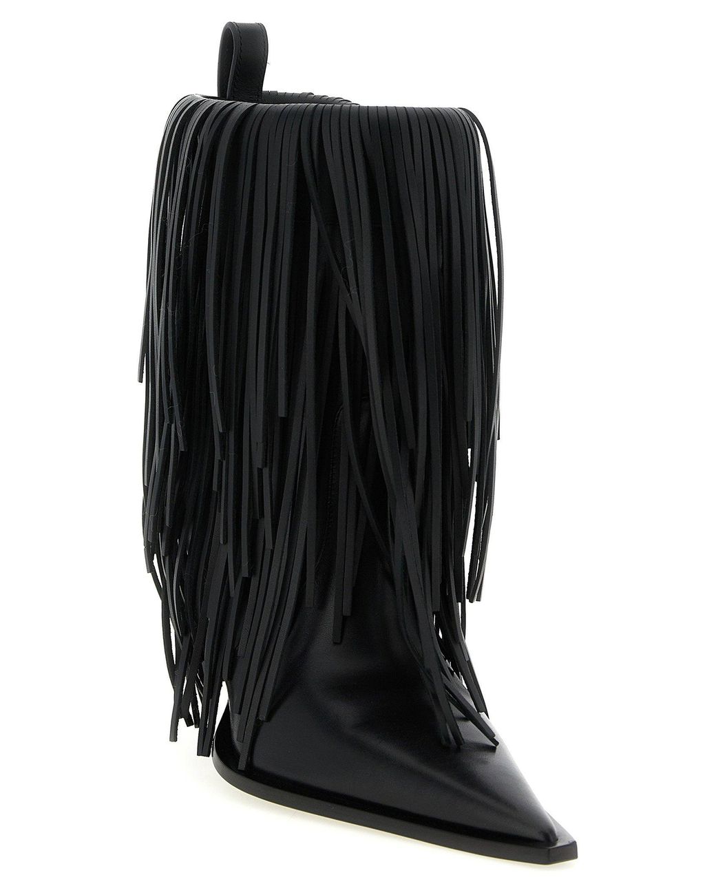 Balenciaga Black Fringe Leather Ankle Boot