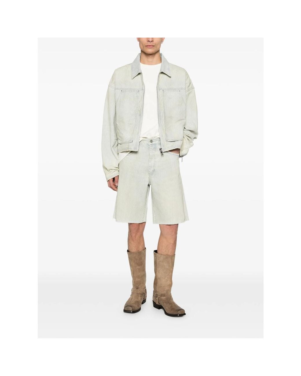 Purple Brand White Striped Zip Jacket for men