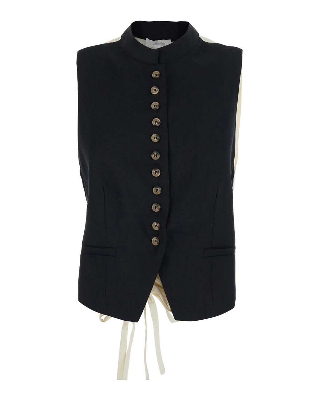 JC Sophie Black Linnea Vest Jackets With Front Zip Closure