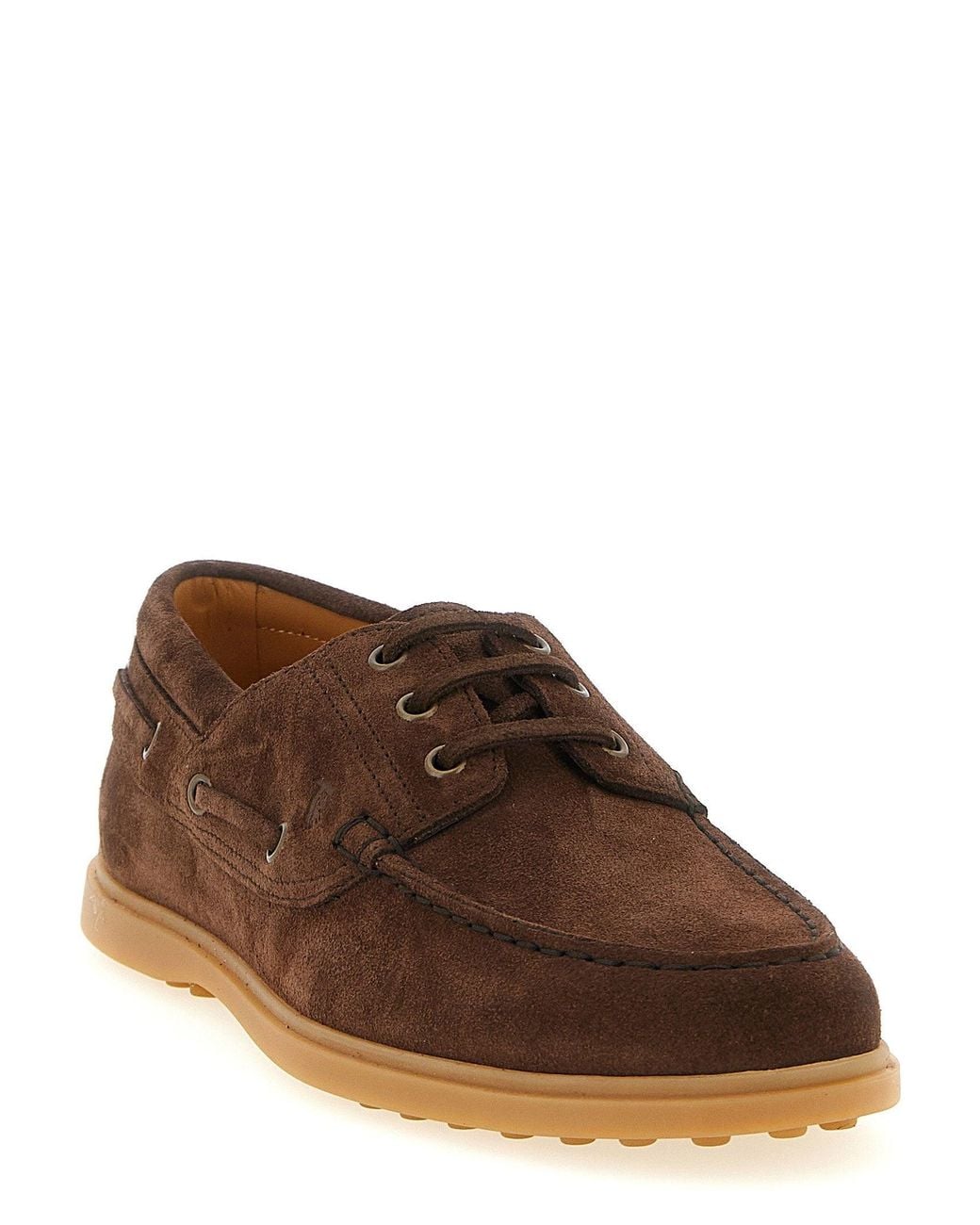 Tod's Brown Suede Boat Shoe for men
