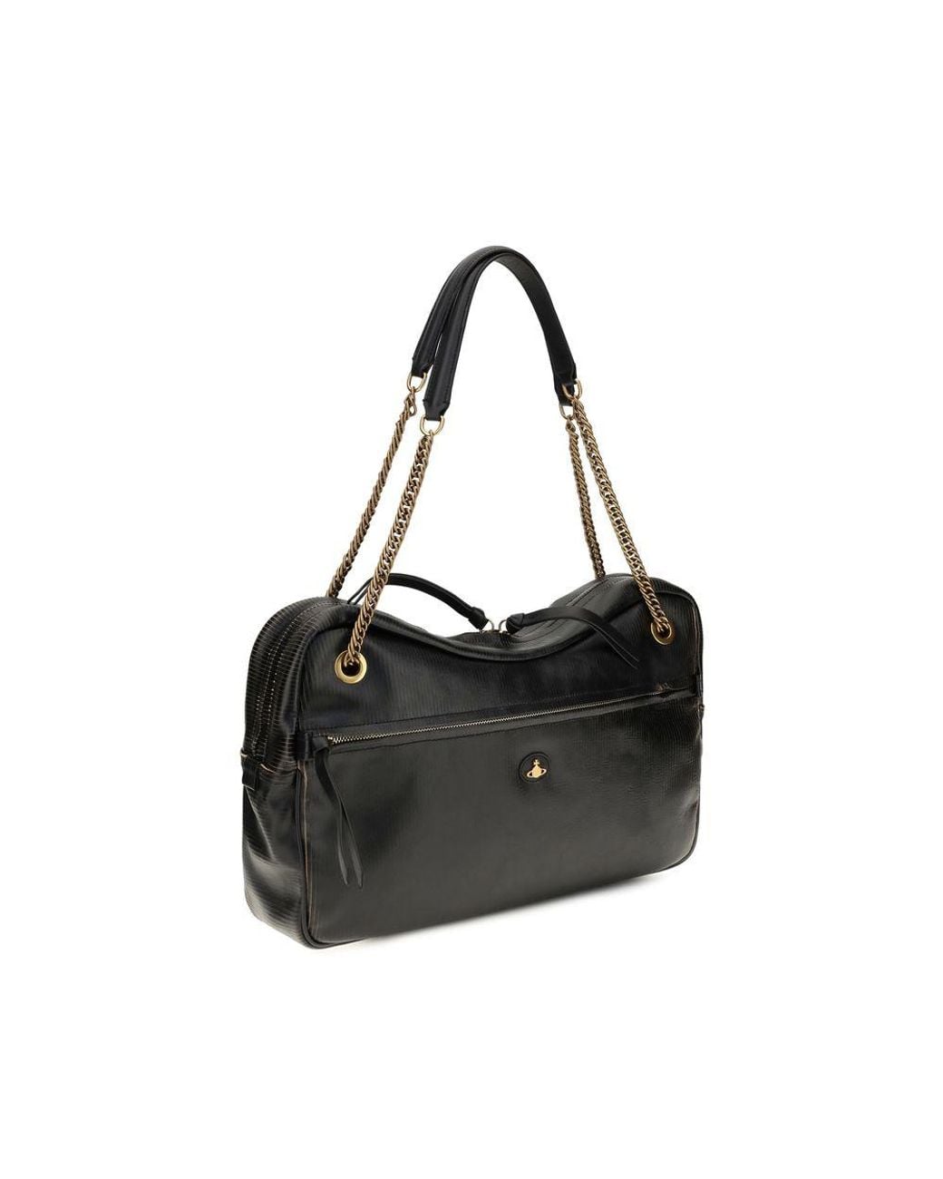 Vivienne Westwood Black Calf Leather Bos Taurus Shoulder Bag