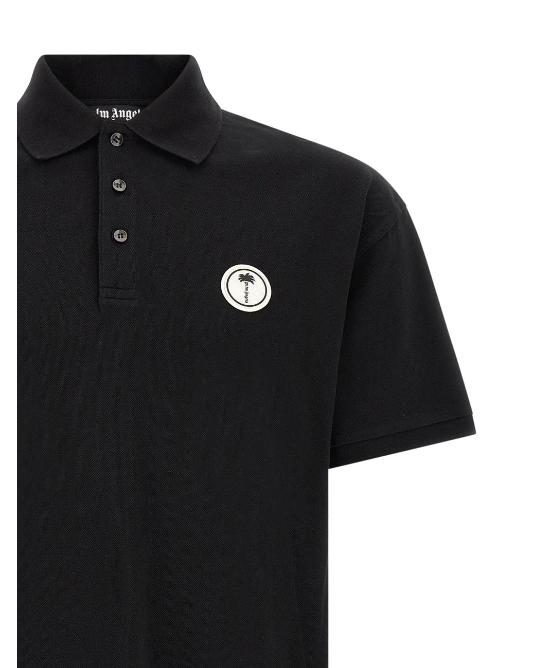 Palm Angels Black Logo Patch Polo Shirt for men