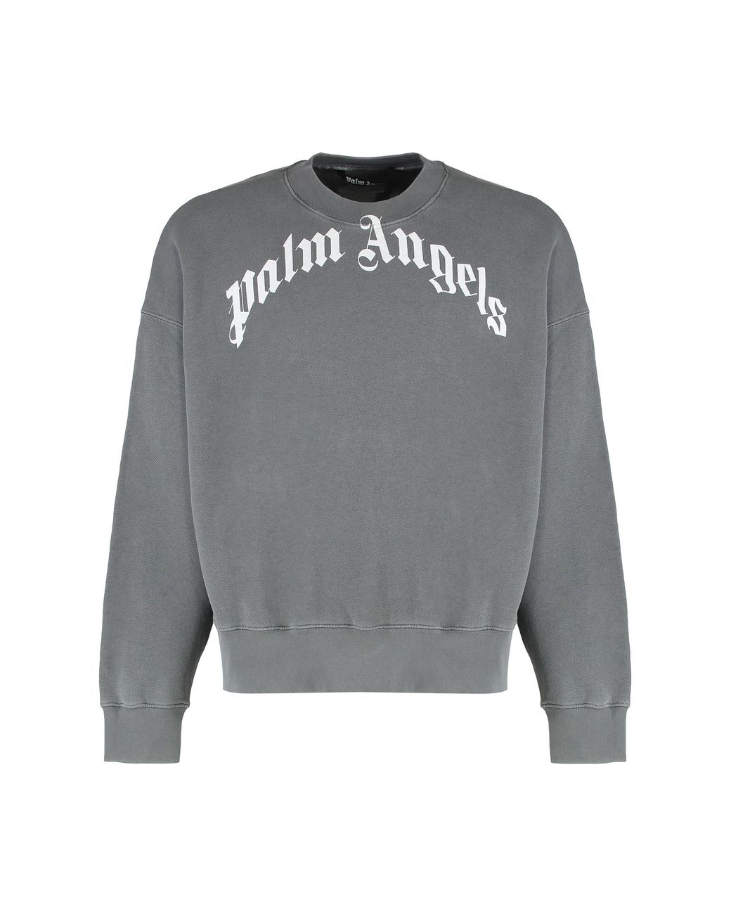 Palm Angels Gray Cotton Sweatshirt With Logo Sweatshirts for men