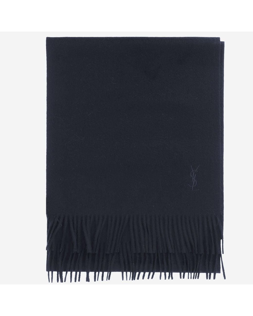 Saint Laurent Blue Cashmere Scarf With Logo Scarfs for men