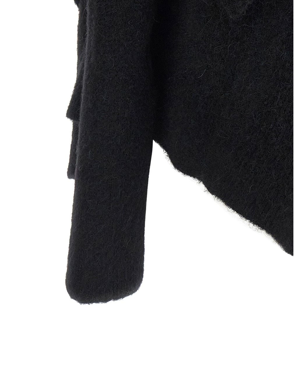 Rick Owens Black Hooded Medium Wrap Cardigan