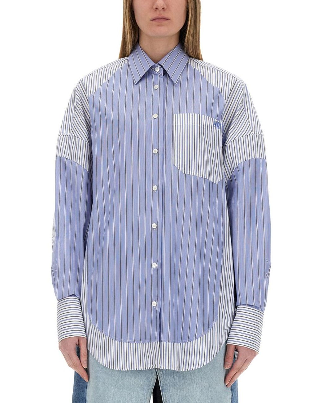 Stella McCartney Gray Mixed Stripe Shirt Cotton
