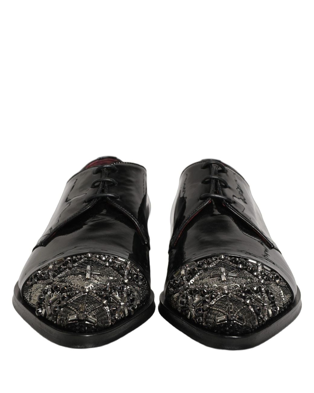 Dolce & Gabbana Black Embellished Derby Dress Formal Shoes Leather for men