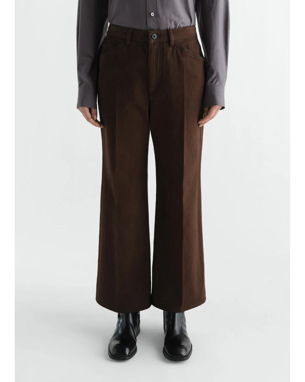 Lemaire Brown Pantalon 5 Poches Évasé Trousers
