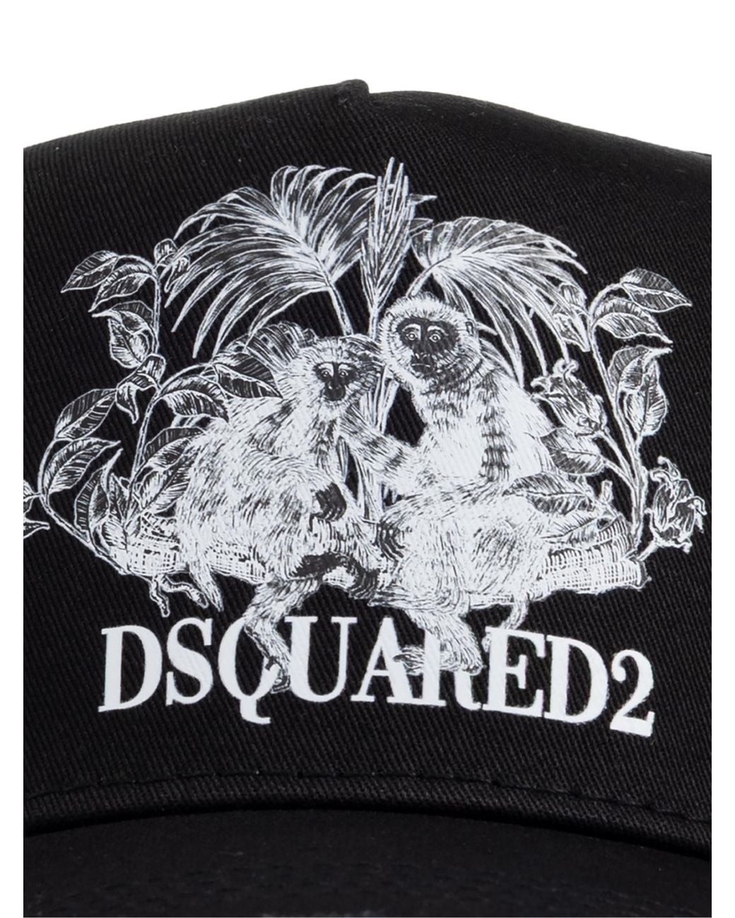 DSquared² Black Monkey Business Logo Baseball Cap for men