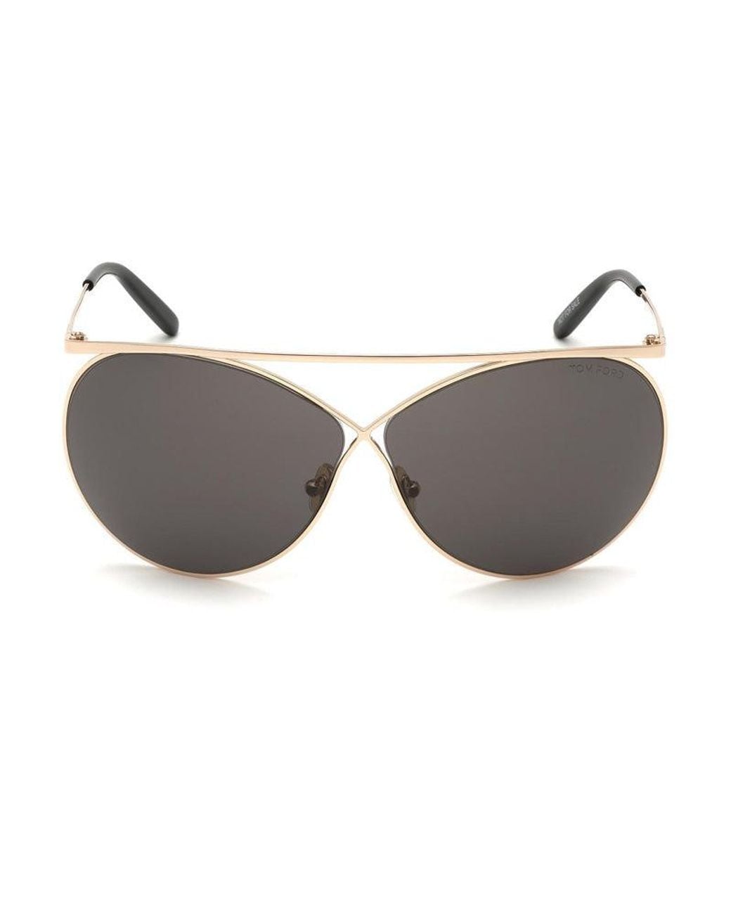Tom Ford Gray Sunglasses Oval Full Rim, Shiny Rose Frame And Smoke Lens Ft076128A