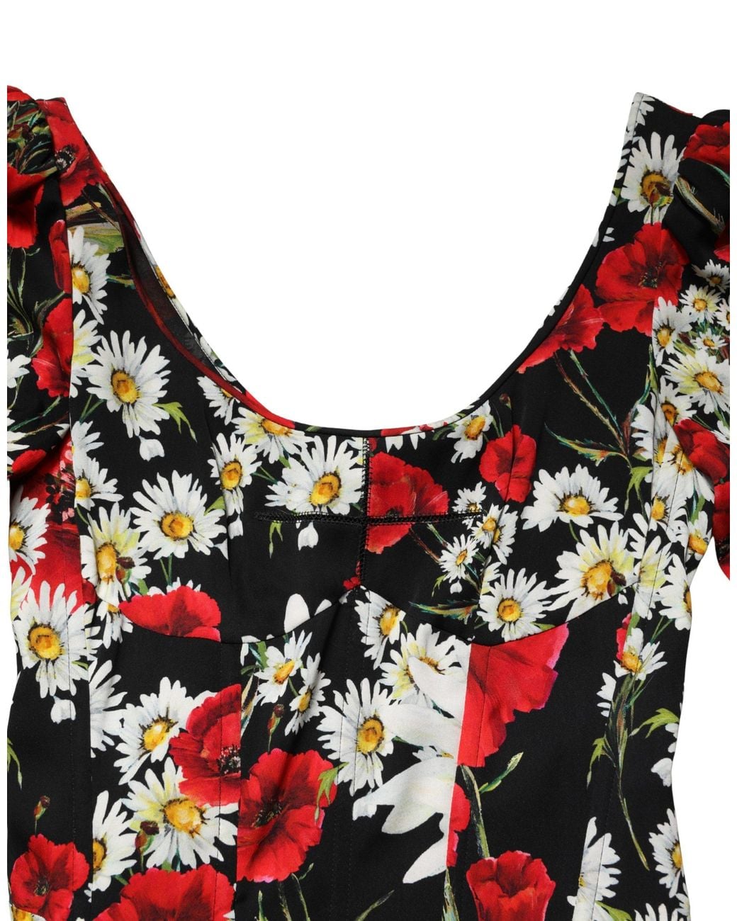 Dolce & Gabbana Red Floral Silk Long Sleeves Gown Dress Elastane