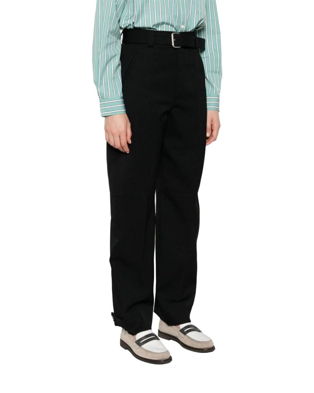 Bottega Veneta Black Belted Wool Trousers