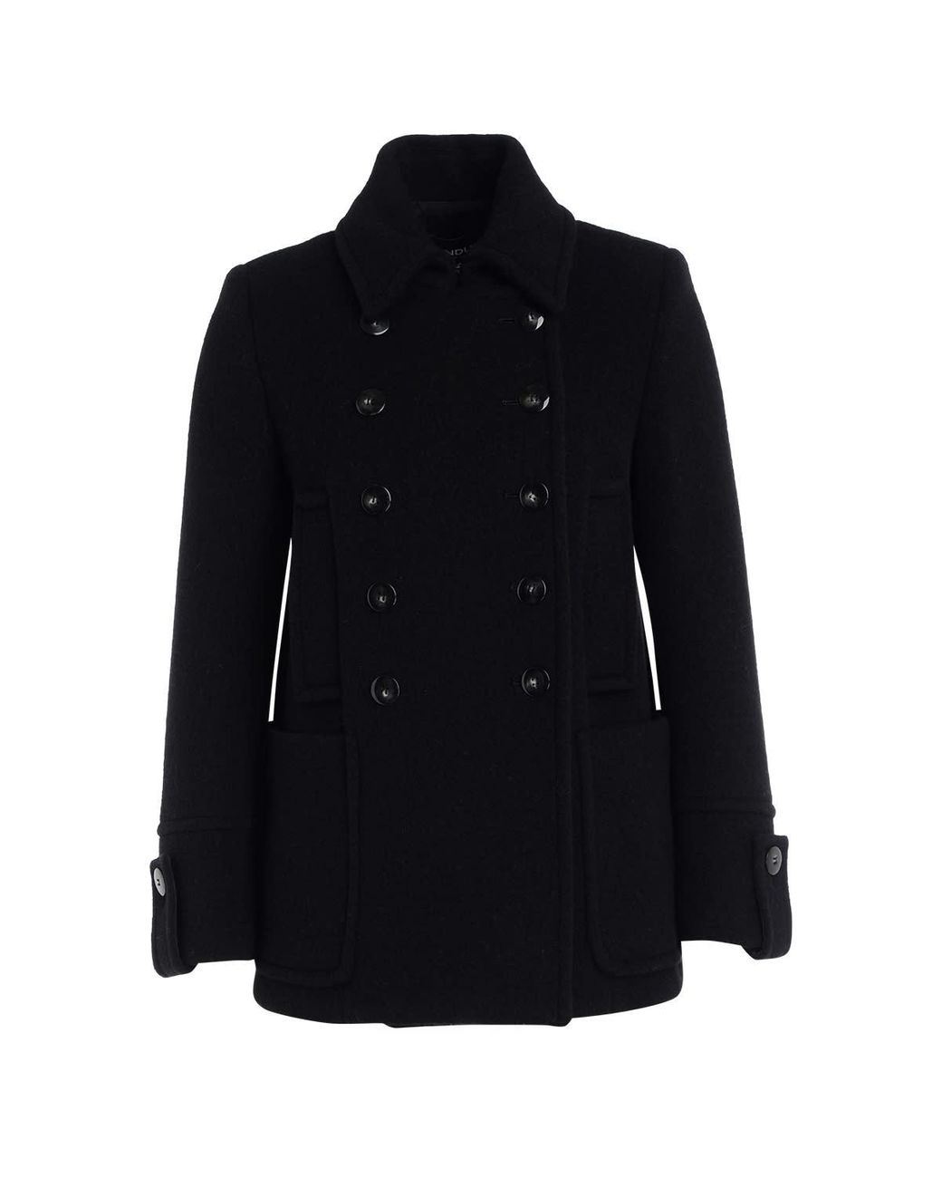 Dondup Black Wool Short Coat in | Lyst