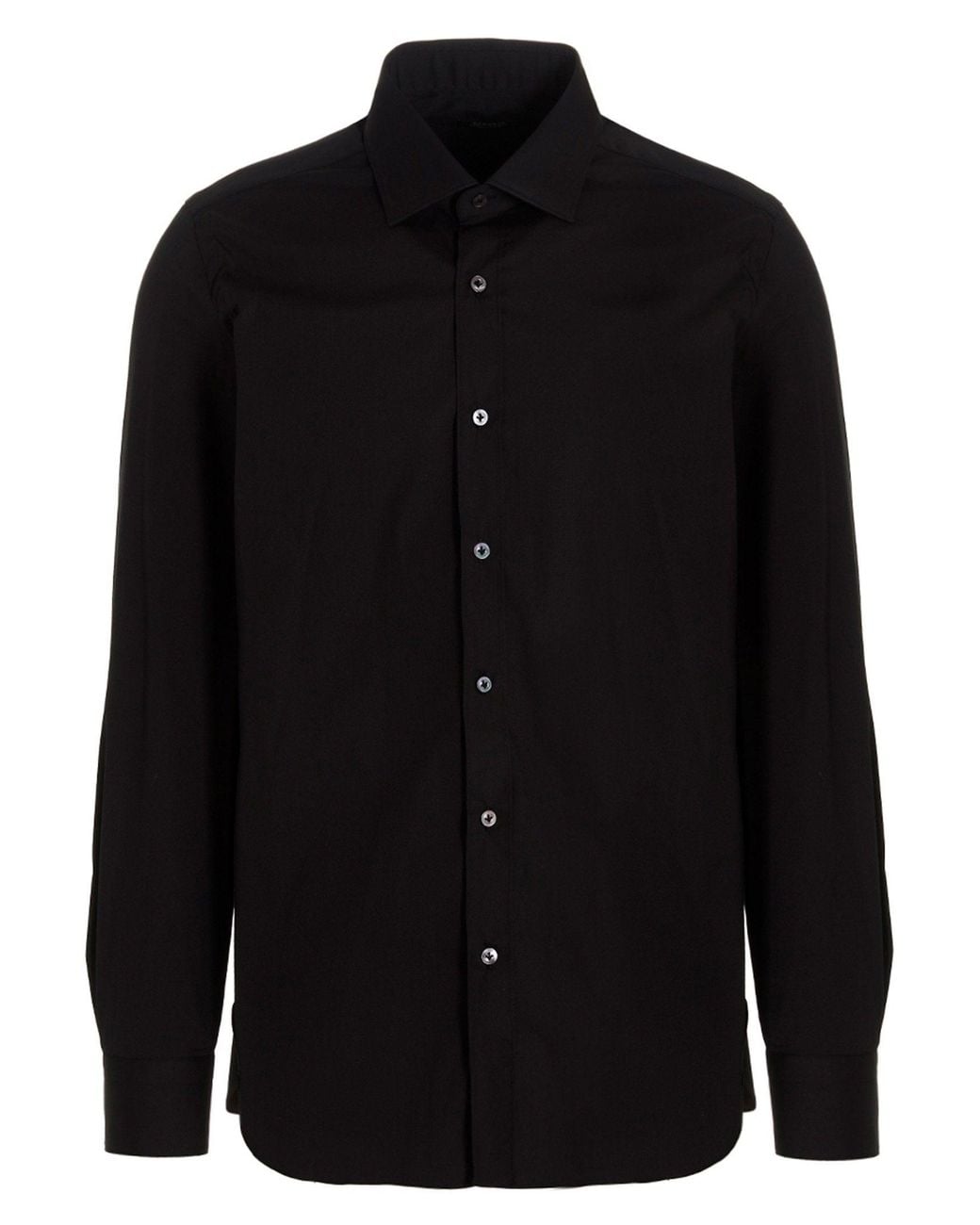 Barba Napoli Black Cotton Poplin Shirt